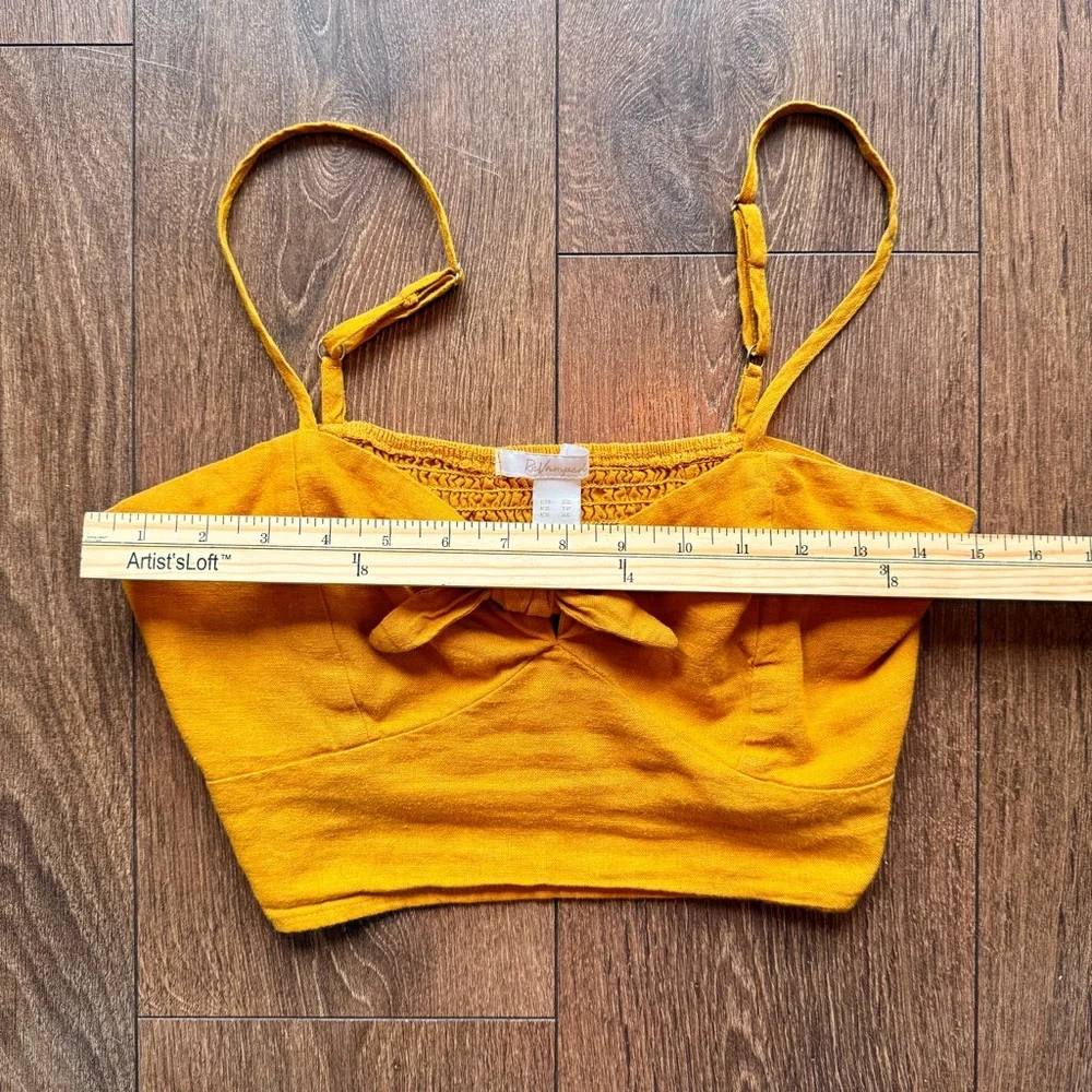 Mustard Yellow Bow-Tie Front Crop Top - Picture 7 of 8
